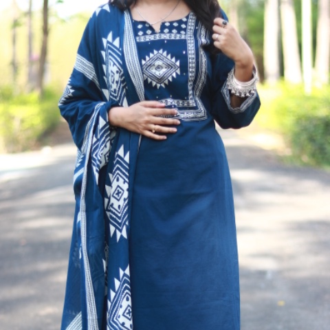 Blue cotton 3 piece set